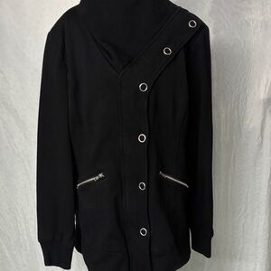 Found Black Cotton Long Jacket